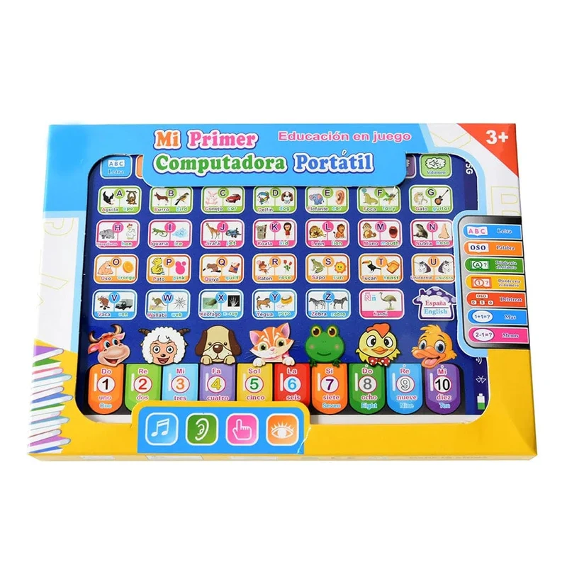 Spanisches Alphabet Kinder-Tablet Punkt Lesen Berühren Aktivieren Laptop Computer Lernspielzeug Spielen Mobel Details für Kindergeschenke