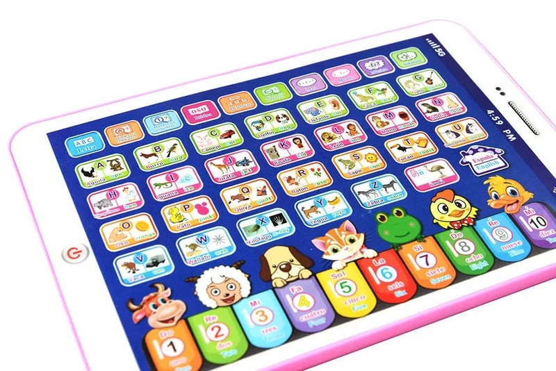 Spanisches Alphabet Kinder-Tablet Punkt Lesen Berühren Aktivieren Laptop Computer Lernspielzeug Spielen Mobel Details für Kindergeschenke