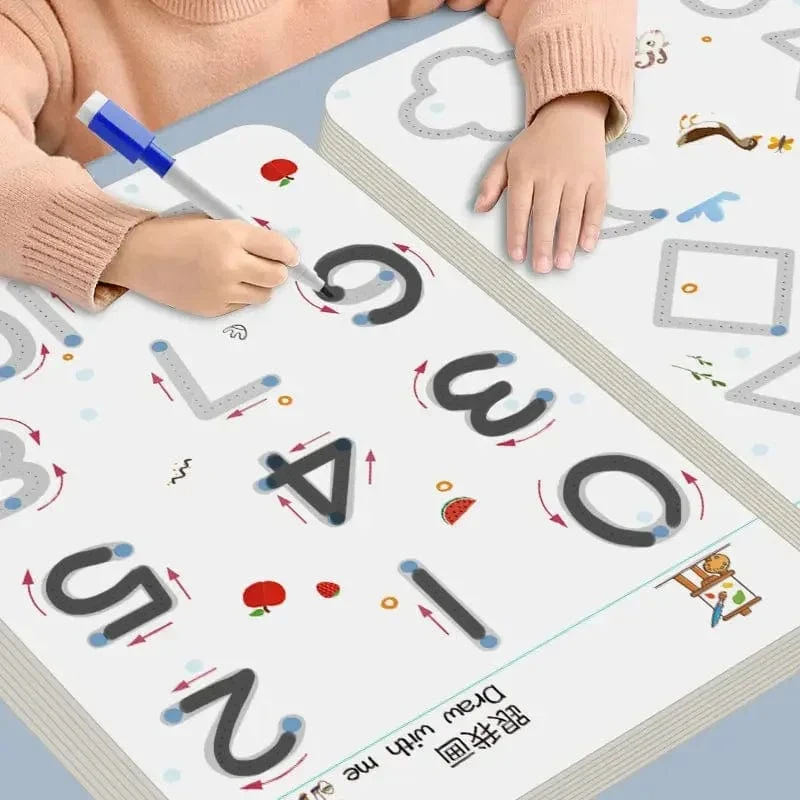 Magisches Nachzeichner-Arbeitsbuch, pädagogische Montessori-Bücher für Kinder, Training der Stiftkontrolle, wiederverwendbares Kalligraphie-Heft für Kinder