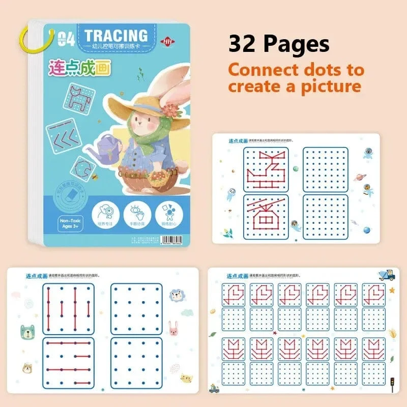 Magisches Nachzeichner-Arbeitsbuch, pädagogische Montessori-Bücher für Kinder, Training der Stiftkontrolle, wiederverwendbares Kalligraphie-Heft für Kinder