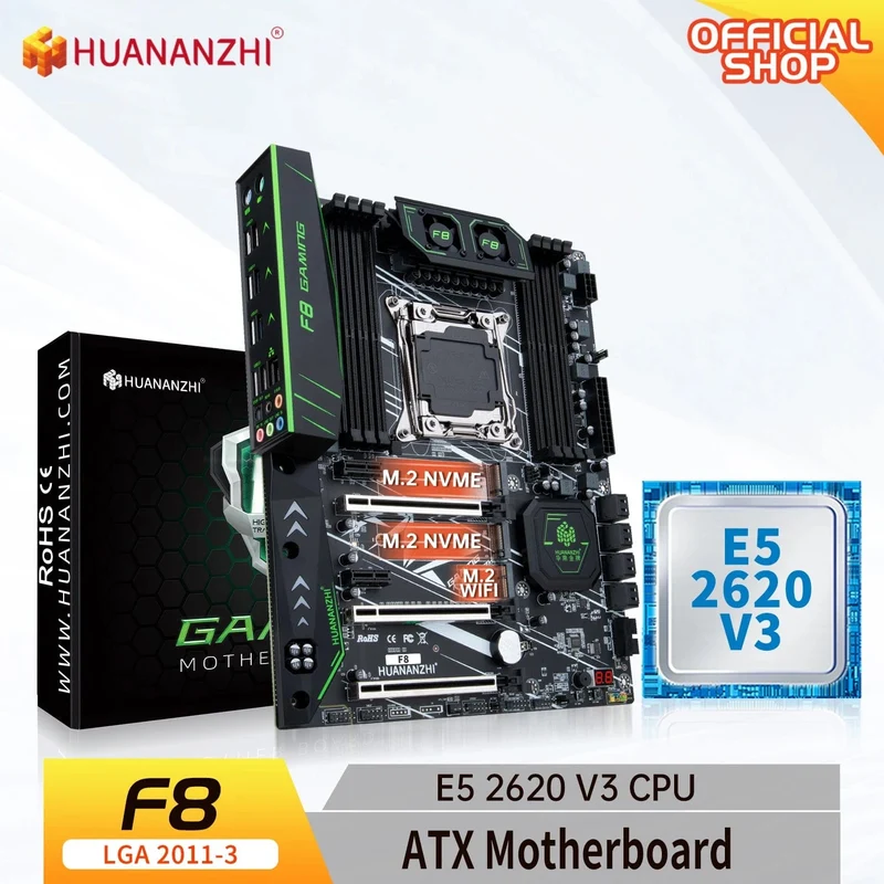 HUANANZHI X99 F8 LGA 2011-3 XEON X99 Motherboard mit Intel E5 2620 V3 unterstützung DDR4 RECC NON-ECC speicher combo kit set NVME RU