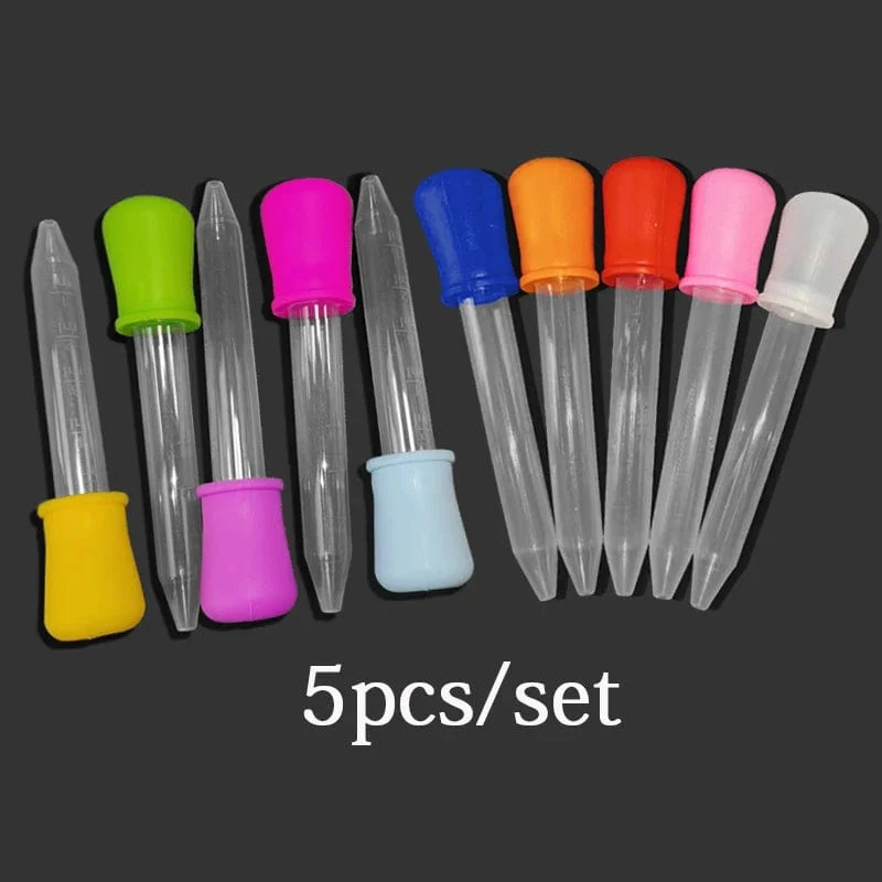 5ML Klare Silikonpipette Kunststoff Baby Medizin Pipette Löffel Pipette Flüssige Nahrung Pipette Bürette 10 Farben