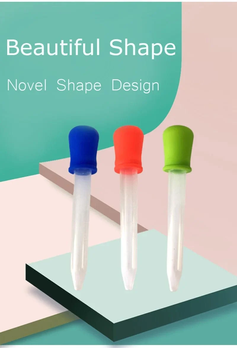 5ML Klare Silikonpipette Kunststoff Baby Medizin Pipette Löffel Pipette Flüssige Nahrung Pipette Bürette 10 Farben
