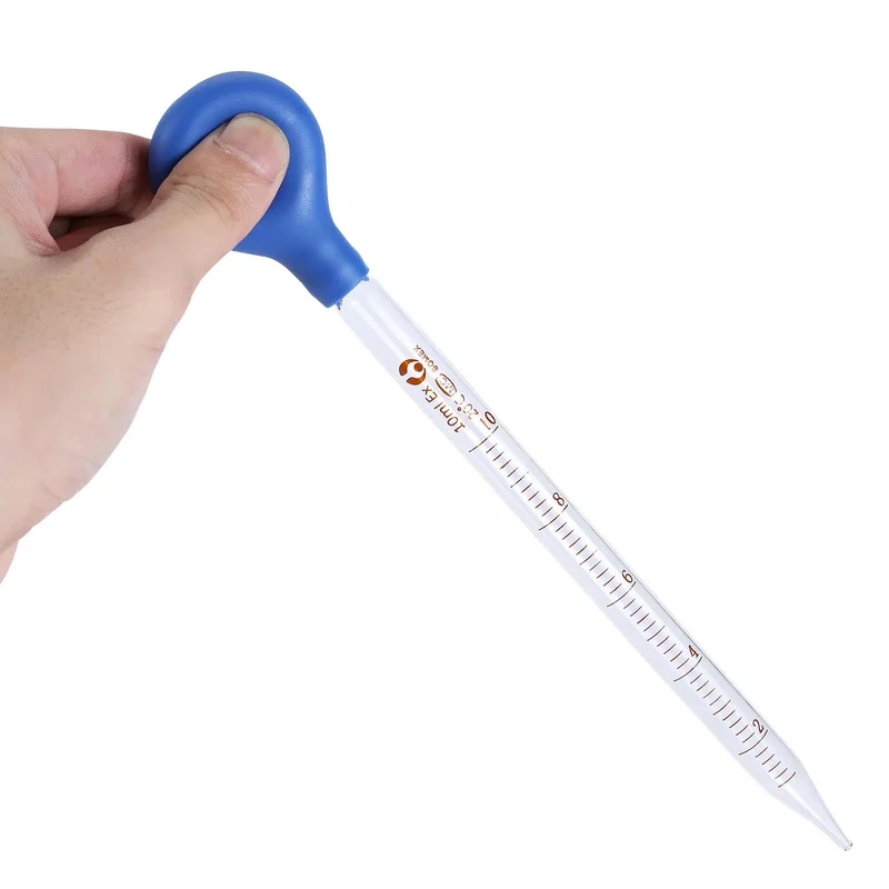10ml Glas Skala Linie Dropper Pipette Labor Dropper Dropping Pipette Blau Gummi Kopf Pipetten