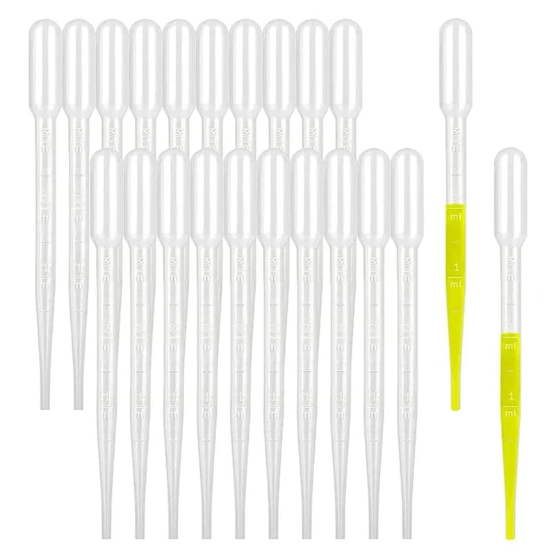 20 Stück Transferpipette für wissenschaftliche Labore, 3 ml, transparente Einweg-Sicherheitspipette aus Kunststoff mit Graduierungszubehör