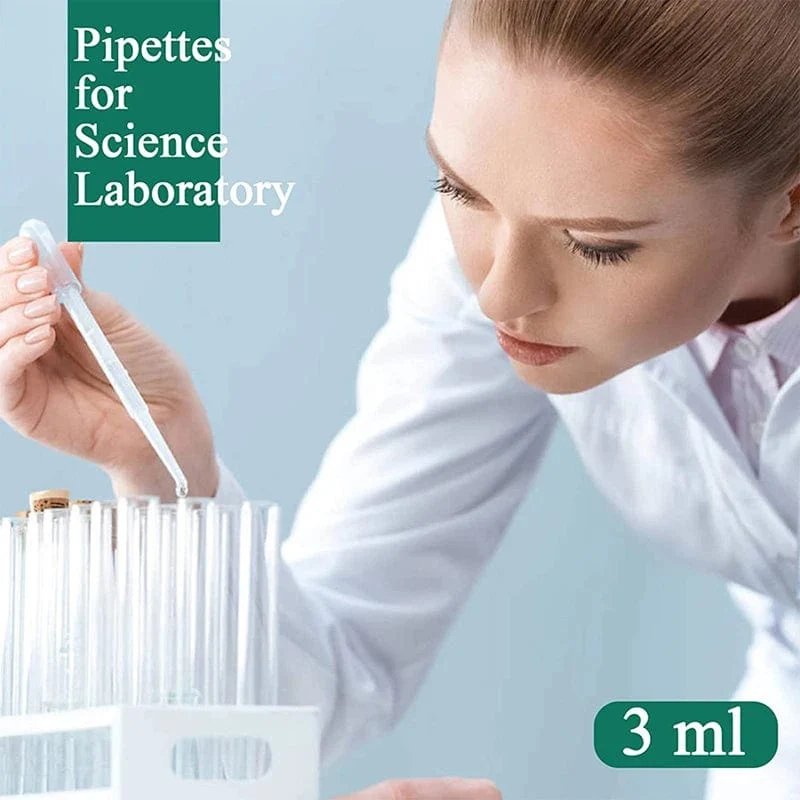 20 Stück Transferpipette für wissenschaftliche Labore, 3 ml, transparente Einweg-Sicherheitspipette aus Kunststoff mit Graduierungszubehör