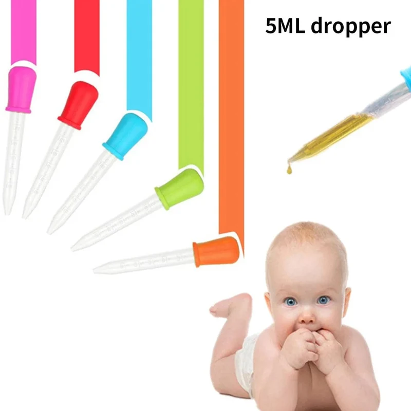 6 stücke 5 ml Tropfer Kunststoff Silikon Baby Pipetten Geräte Säugling Tropfer Feeder Pipette Dropper Für Schule Laborbedarf