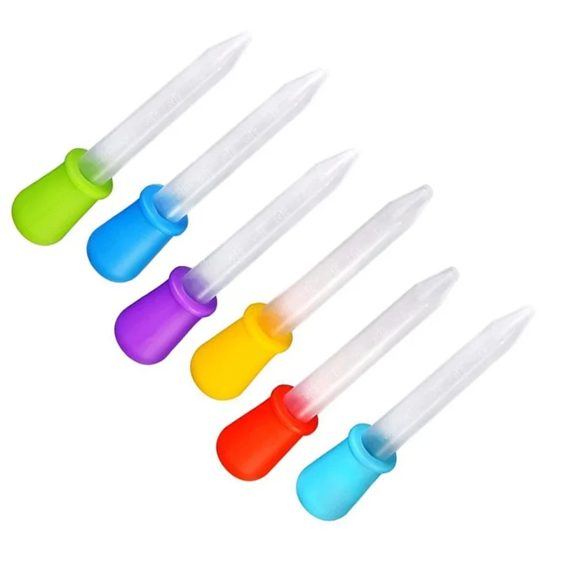 6 stücke 5 ml Tropfer Kunststoff Silikon Baby Pipetten Geräte Säugling Tropfer Feeder Pipette Dropper Für Schule Laborbedarf