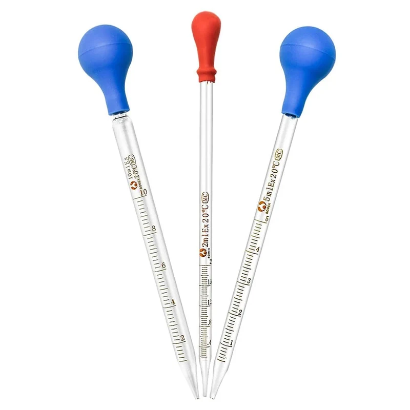 3 Stück 10 ml 5 ml 2 ml Messpipetten aus Glas, Transferpipette für flüssige ätherische Öle und Flüssigkeitspipetten