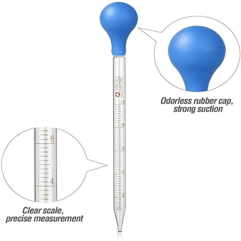 3 Stück 10 ml 5 ml 2 ml Messpipetten aus Glas, Transferpipette für flüssige ätherische Öle und Flüssigkeitspipetten