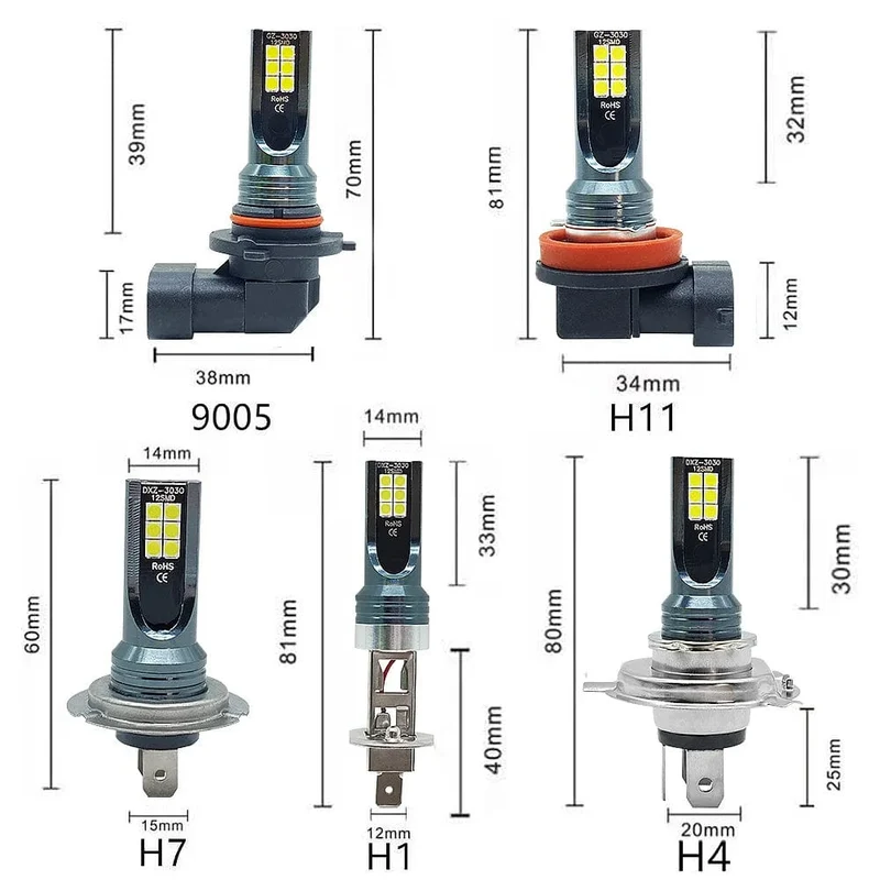 2Pcs Super Helle H4 H7 Led-lampe Auto Scheinwerfer Motorrad H1 H3 H8 H9 H11 Auto Nebel Lampen 9005 9006 HB3 HB4 Licht 12v 24V 80W