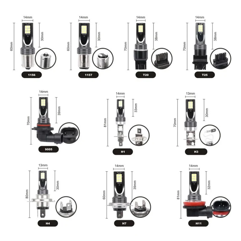 2Pcs Super Helle H4 H7 Led-lampe Auto Scheinwerfer Motorrad H1 H3 H8 H9 H11 Auto Nebel Lampen 9005 9006 HB3 HB4 Licht 12v 24V 80W