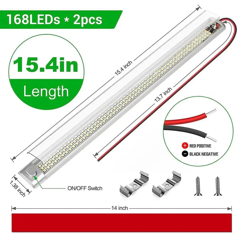 2 stücke 12v Led Streifen Licht Mit Auf-Off Schalter Rv Innen Licht Bar 168leds 1700lm 6000k innen Beleuchtung Decke Led Lampe