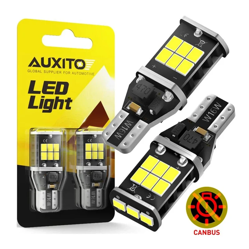 AUXITO 2 Stück Canbus T15 T16 LED Rückfahrscheinwerfer W16W 912 921 LED Birne Kein Fehler Auto Back Up Rückleuchte 12V 6000K Weiß Superhell