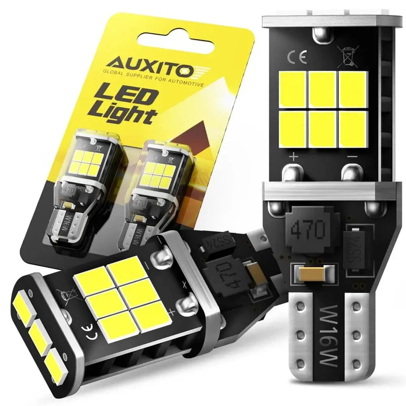 AUXITO 2 Stück Canbus T15 T16 LED Rückfahrscheinwerfer W16W 912 921 LED Birne Kein Fehler Auto Back Up Rückleuchte 12V 6000K Weiß Superhell
