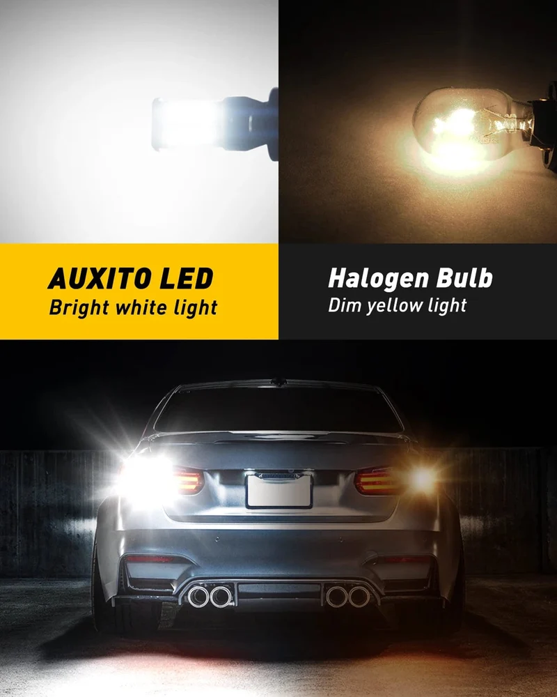 AUXITO 2 Stück Canbus T15 T16 LED Rückfahrscheinwerfer W16W 912 921 LED Birne Kein Fehler Auto Back Up Rückleuchte 12V 6000K Weiß Superhell