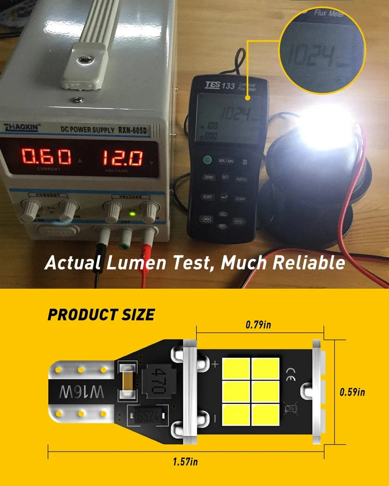 AUXITO 2 Stück Canbus T15 T16 LED Rückfahrscheinwerfer W16W 912 921 LED Birne Kein Fehler Auto Back Up Rückleuchte 12V 6000K Weiß Superhell