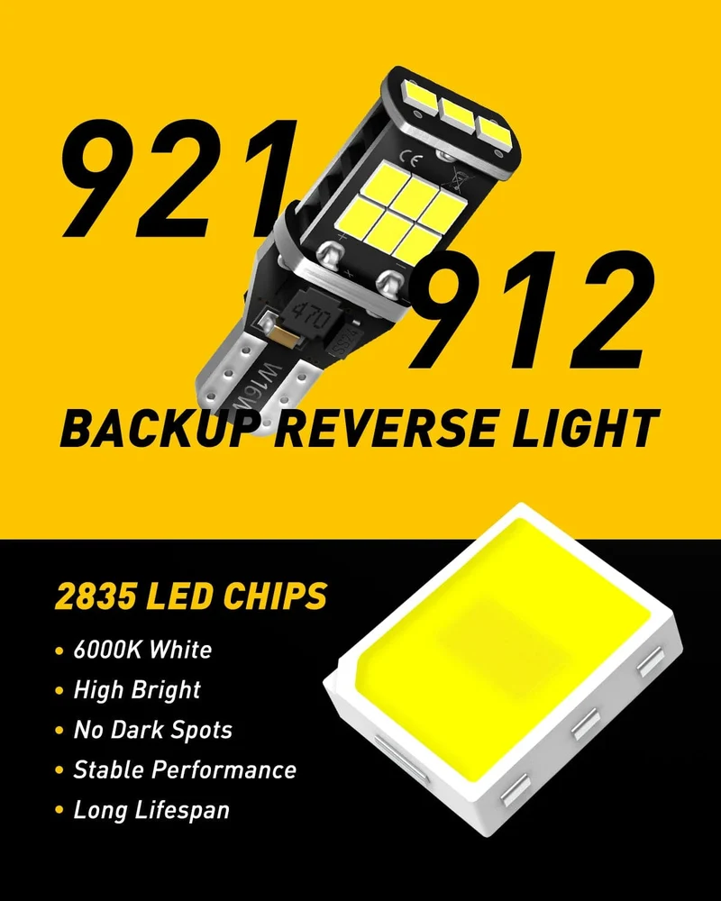 AUXITO 2 Stück Canbus T15 T16 LED Rückfahrscheinwerfer W16W 912 921 LED Birne Kein Fehler Auto Back Up Rückleuchte 12V 6000K Weiß Superhell