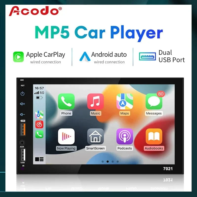 Acodo 7 Zoll Carplay Android Auto Player Dual USB kapazitiver Bildschirm Touch HD Auto MP5 Player USB FM Bluetooth TF Karte Touchscreen