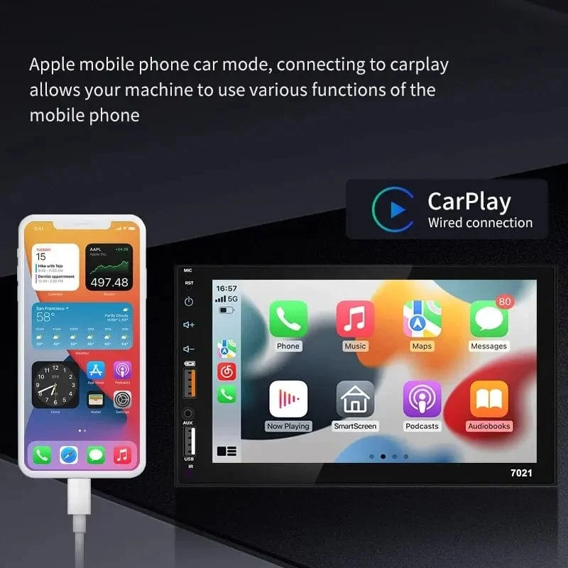 Acodo 7 Zoll Carplay Android Auto Player Dual USB kapazitiver Bildschirm Touch HD Auto MP5 Player USB FM Bluetooth TF Karte Touchscreen