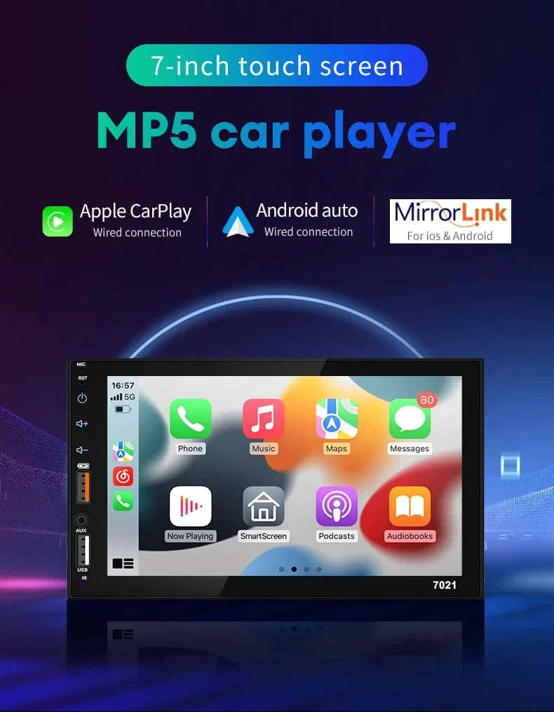 Acodo 7 Zoll Carplay Android Auto Player Dual USB kapazitiver Bildschirm Touch HD Auto MP5 Player USB FM Bluetooth TF Karte Touchscreen