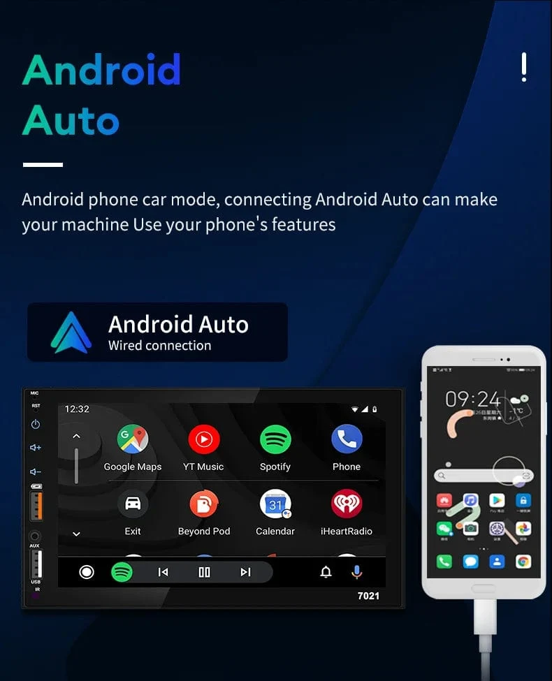 Acodo 7 Zoll Carplay Android Auto Player Dual USB kapazitiver Bildschirm Touch HD Auto MP5 Player USB FM Bluetooth TF Karte Touchscreen