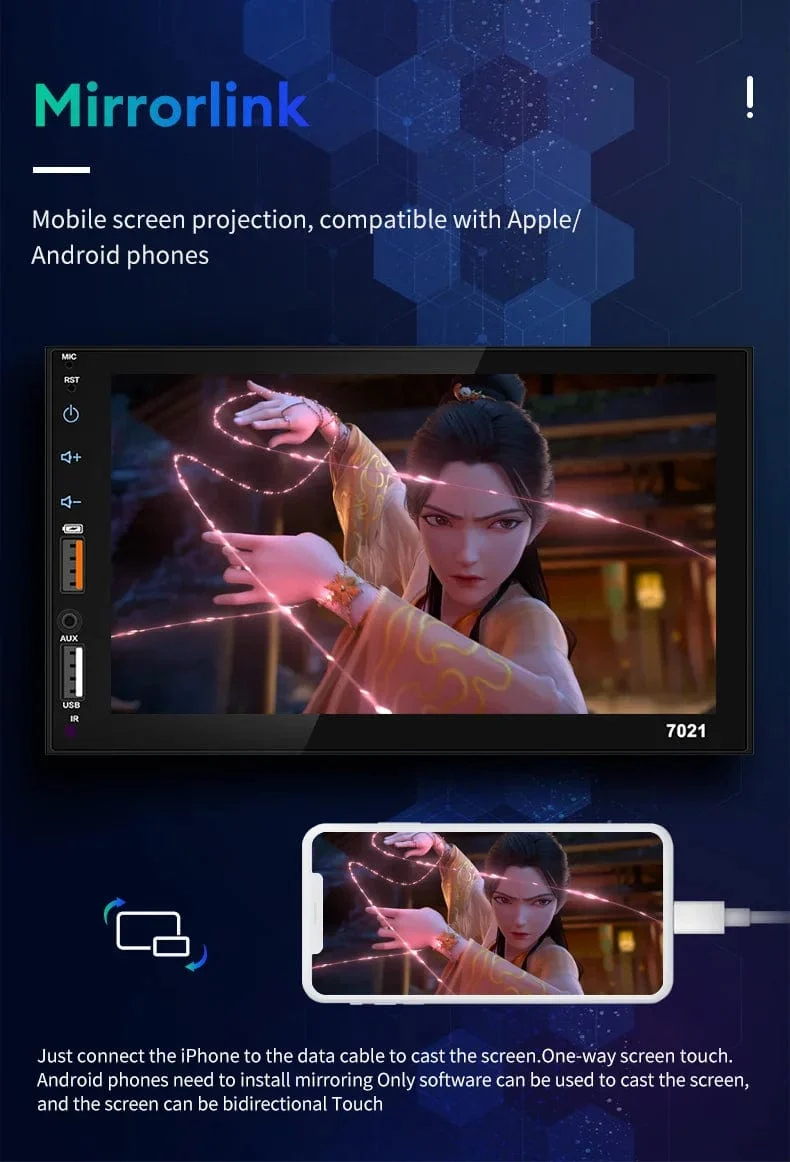Acodo 7 Zoll Carplay Android Auto Player Dual USB kapazitiver Bildschirm Touch HD Auto MP5 Player USB FM Bluetooth TF Karte Touchscreen