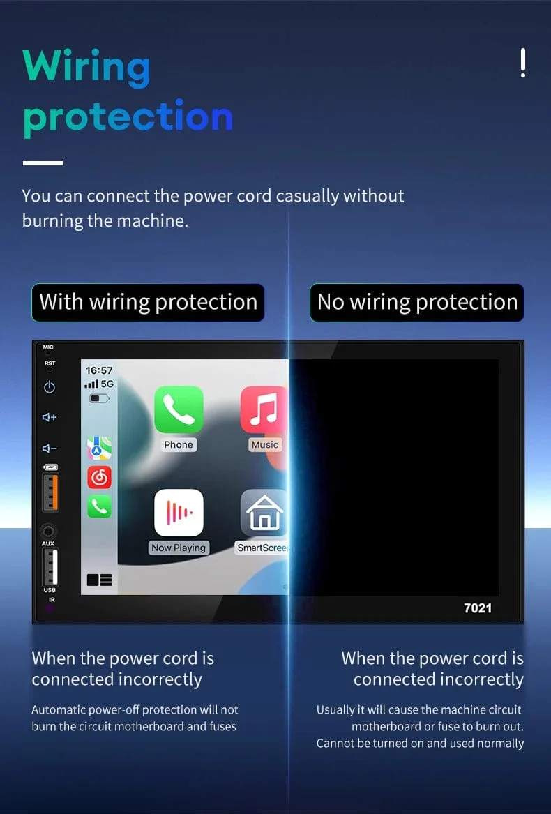 Acodo 7 Zoll Carplay Android Auto Player Dual USB kapazitiver Bildschirm Touch HD Auto MP5 Player USB FM Bluetooth TF Karte Touchscreen