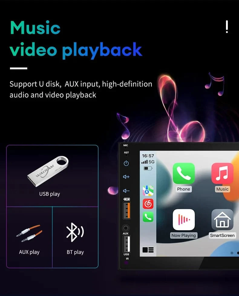 Acodo 7 Zoll Carplay Android Auto Player Dual USB kapazitiver Bildschirm Touch HD Auto MP5 Player USB FM Bluetooth TF Karte Touchscreen