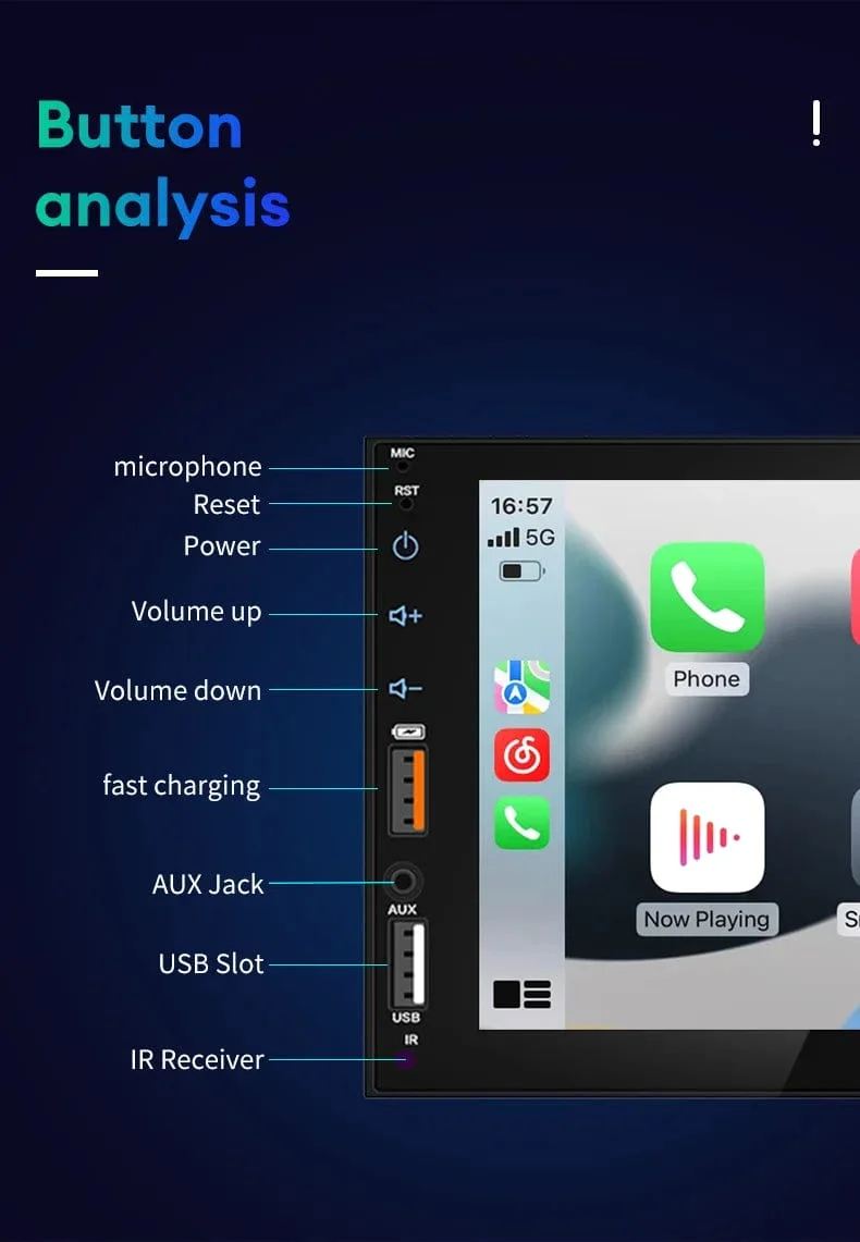 Acodo 7 Zoll Carplay Android Auto Player Dual USB kapazitiver Bildschirm Touch HD Auto MP5 Player USB FM Bluetooth TF Karte Touchscreen