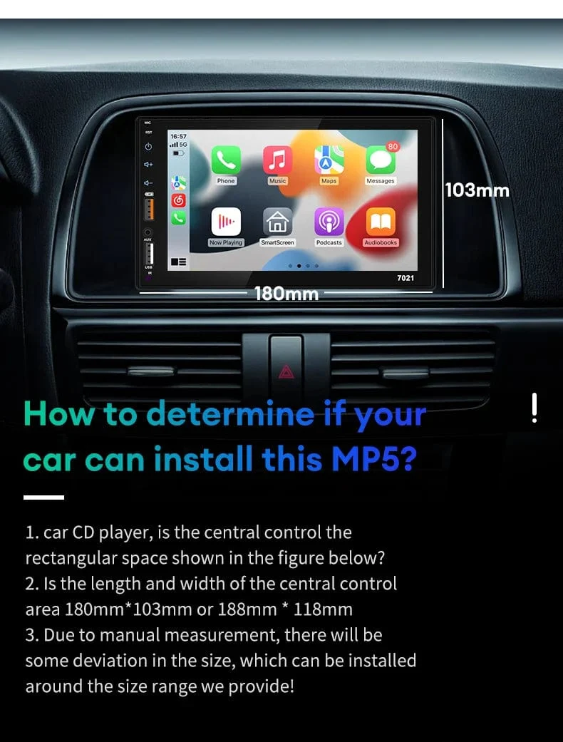Acodo 7 Zoll Carplay Android Auto Player Dual USB kapazitiver Bildschirm Touch HD Auto MP5 Player USB FM Bluetooth TF Karte Touchscreen