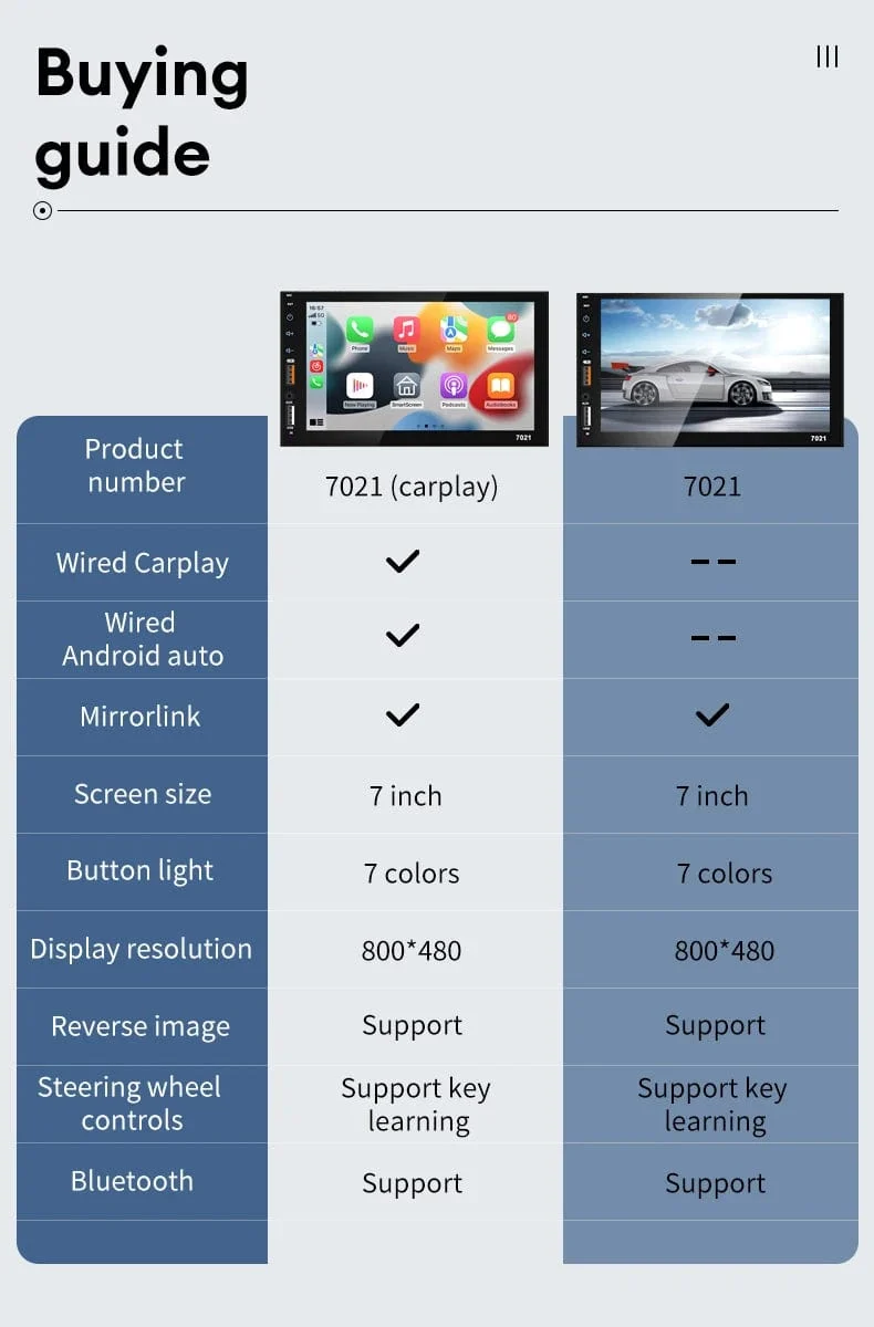 Acodo 7 Zoll Carplay Android Auto Player Dual USB kapazitiver Bildschirm Touch HD Auto MP5 Player USB FM Bluetooth TF Karte Touchscreen