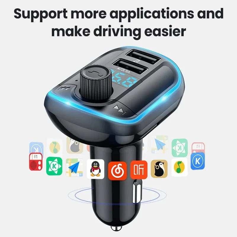 Bluetooth 5.0 FM-Transmitter Freisprecheinrichtung Autoradio-Modulator MP3-Player mit 22.5 W USB-Super-Quick-Charge-Adapter fürs Auto