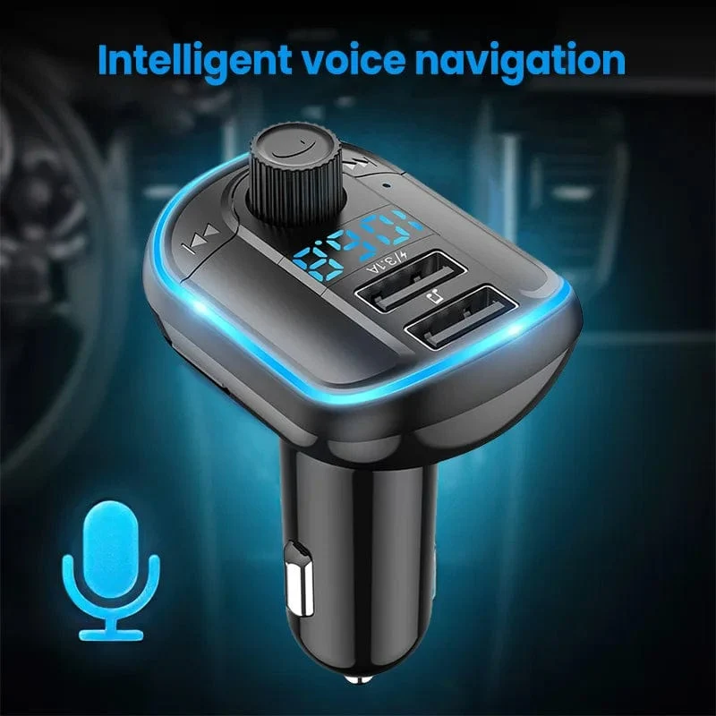 Bluetooth 5.0 FM-Transmitter Freisprecheinrichtung Autoradio-Modulator MP3-Player mit 22.5 W USB-Super-Quick-Charge-Adapter fürs Auto