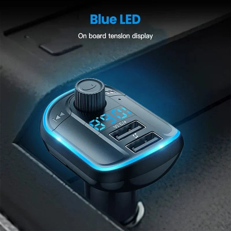 Bluetooth 5.0 FM-Transmitter Freisprecheinrichtung Autoradio-Modulator MP3-Player mit 22.5 W USB-Super-Quick-Charge-Adapter fürs Auto