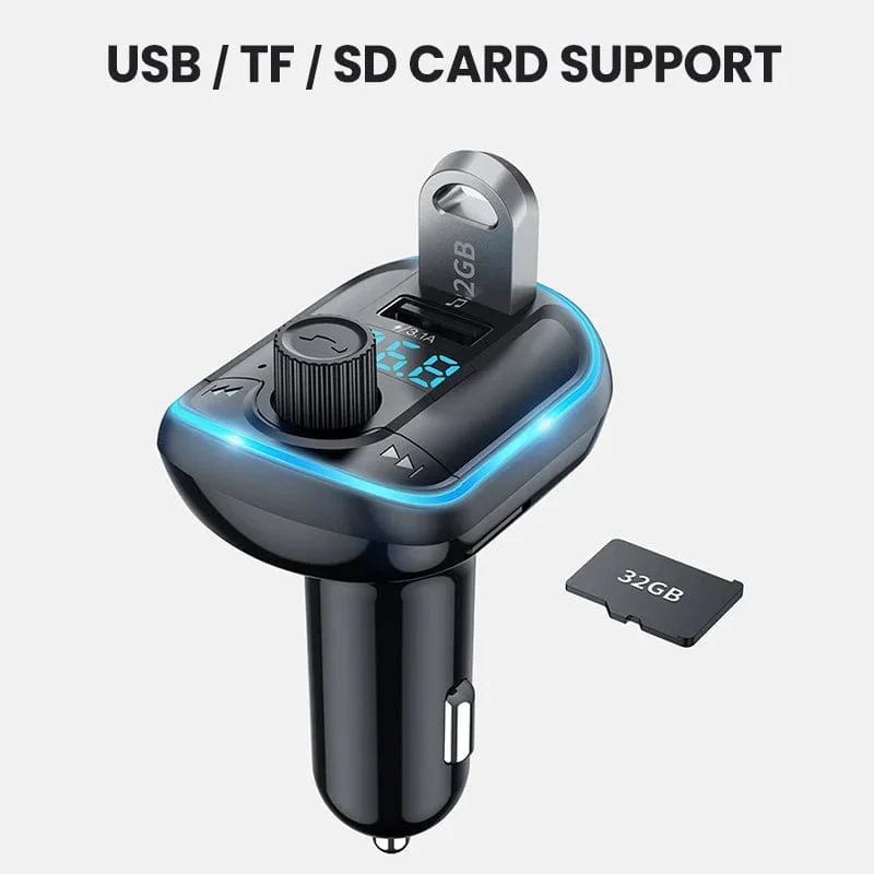 Bluetooth 5.0 FM-Transmitter Freisprecheinrichtung Autoradio-Modulator MP3-Player mit 22.5 W USB-Super-Quick-Charge-Adapter fürs Auto