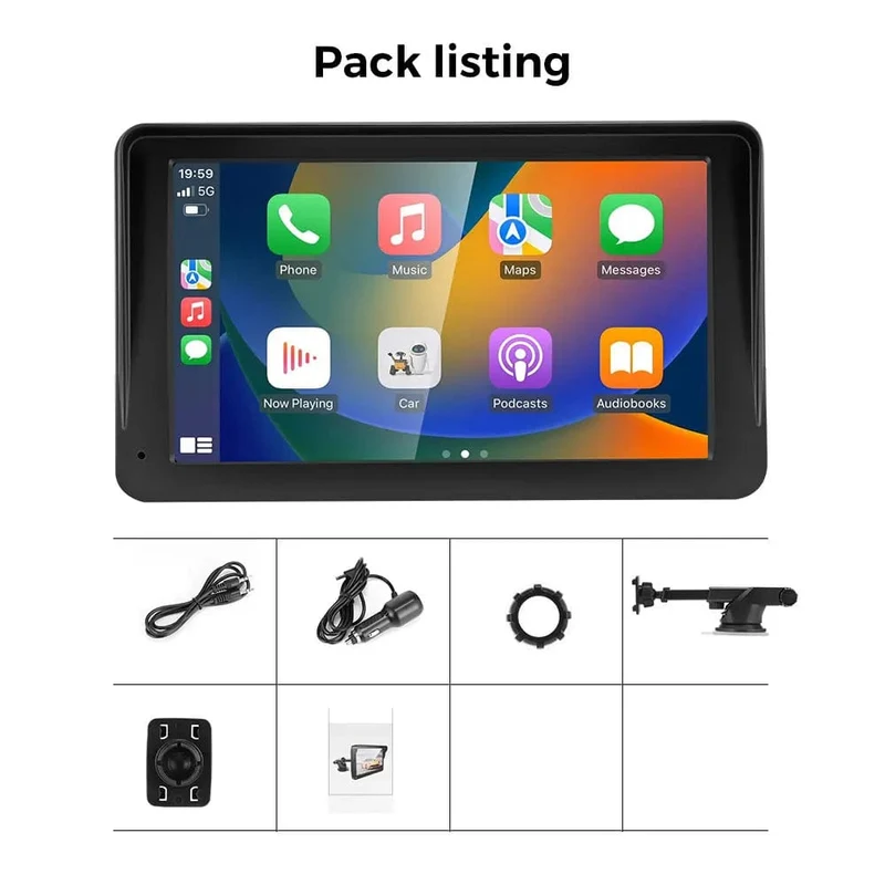 CarPlay Android Auto Sync Datum Uhrzeit Autoradio Multimedia Video Player Tragbarer 7-Zoll-Touchscreen mit USB AUX für die Rückansicht