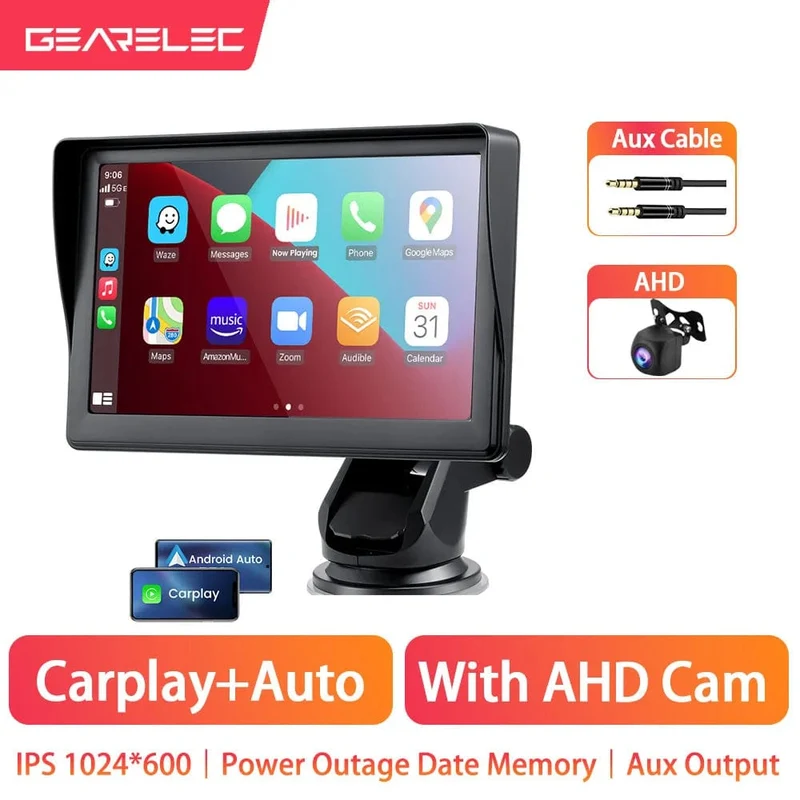 CarPlay Android Auto Sync Datum Uhrzeit Autoradio Multimedia Video Player Tragbarer 7-Zoll-Touchscreen mit USB AUX für die Rückansicht