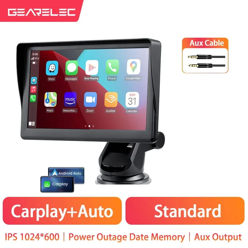 CarPlay Android Auto Sync Datum Uhrzeit Autoradio Multimedia Video Player Tragbarer 7-Zoll-Touchscreen mit USB AUX für die Rückansicht