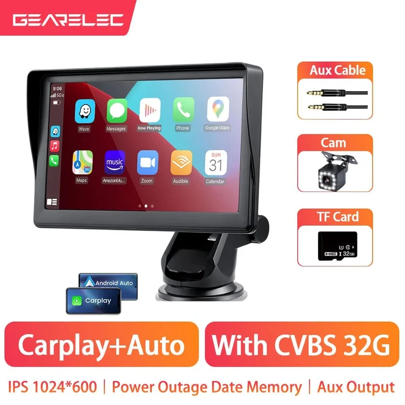 CarPlay Android Auto Sync Datum Uhrzeit Autoradio Multimedia Video Player Tragbarer 7-Zoll-Touchscreen mit USB AUX für die Rückansicht