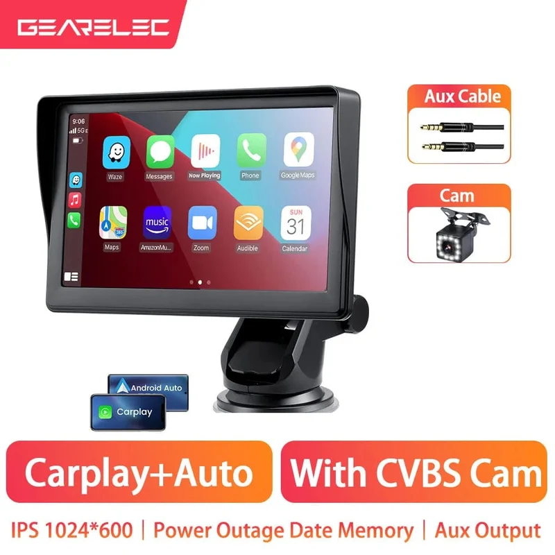 CarPlay Android Auto Sync Datum Uhrzeit Autoradio Multimedia Video Player Tragbarer 7-Zoll-Touchscreen mit USB AUX für die Rückansicht
