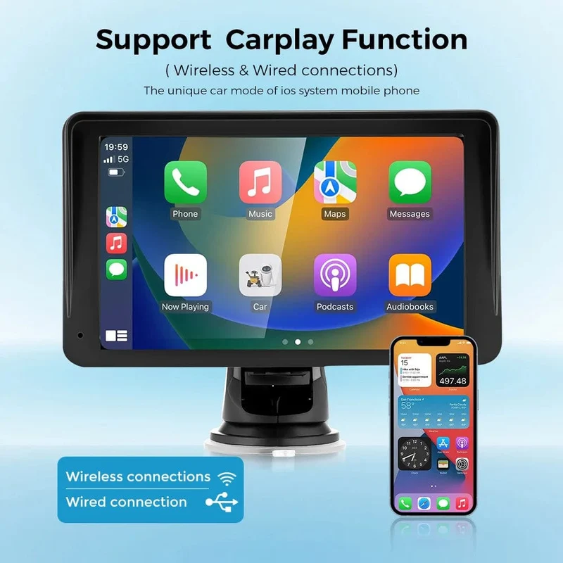 CarPlay Android Auto Sync Datum Uhrzeit Autoradio Multimedia Video Player Tragbarer 7-Zoll-Touchscreen mit USB AUX für die Rückansicht
