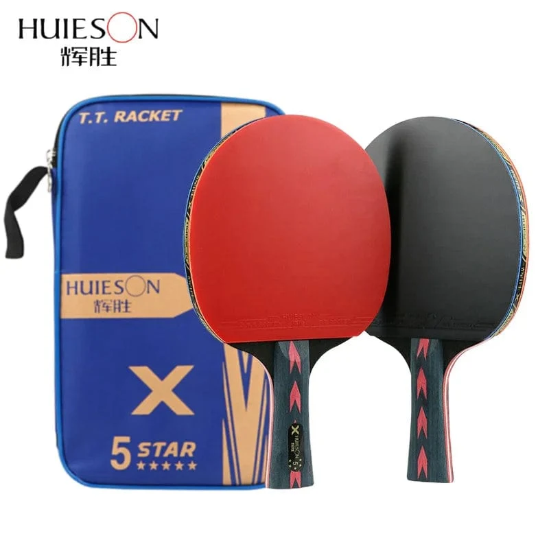 Huieson 2-teiliges Tischtennisschläger-Set, 5/6-Sterne-Offensiv-Tischtennisschläger mit feiner Kontrolle