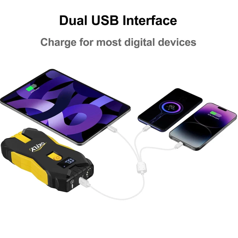 GKFLY Auto Starthilfe Tragbare 12V Benzin Diesel Ausgangs Gerät Kabel Tragbare Power Bank 1200A Auto Batterie Ladegerät Buster