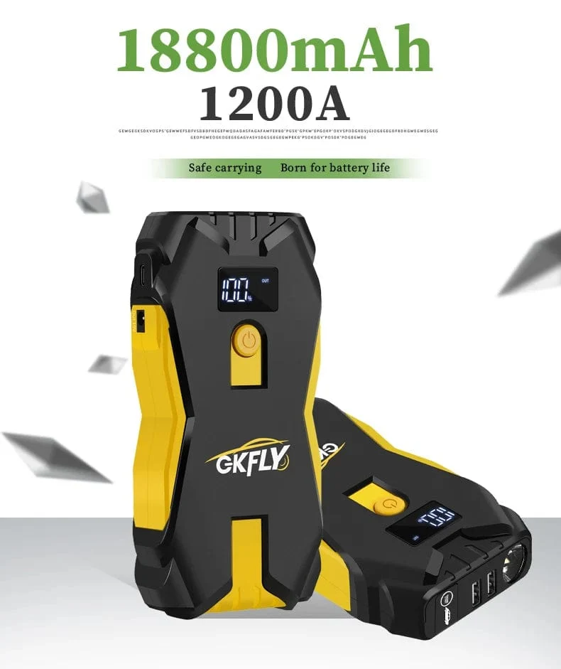 GKFLY Auto Starthilfe Tragbare 12V Benzin Diesel Ausgangs Gerät Kabel Tragbare Power Bank 1200A Auto Batterie Ladegerät Buster