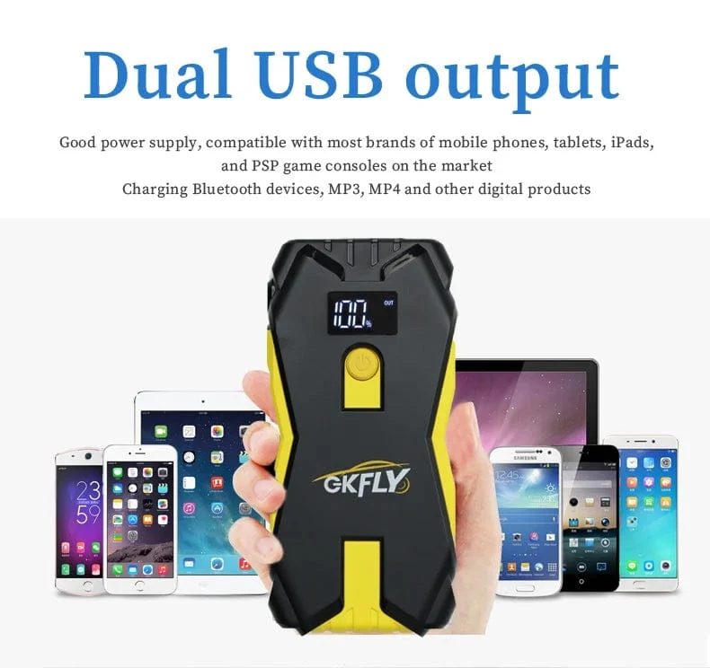 GKFLY Auto Starthilfe Tragbare 12V Benzin Diesel Ausgangs Gerät Kabel Tragbare Power Bank 1200A Auto Batterie Ladegerät Buster