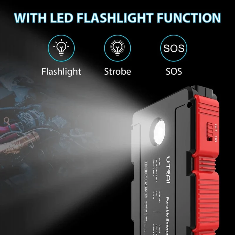 UTRAI 1000A Starthilfe Power Bank Startgerät Tragbarer Notfall-Booster für 12V Fahrzeuge Kleine LKWs