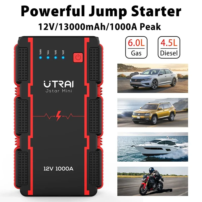 UTRAI 1000A Starthilfe Power Bank Startgerät Tragbarer Notfall-Booster für 12V Fahrzeuge Kleine LKWs