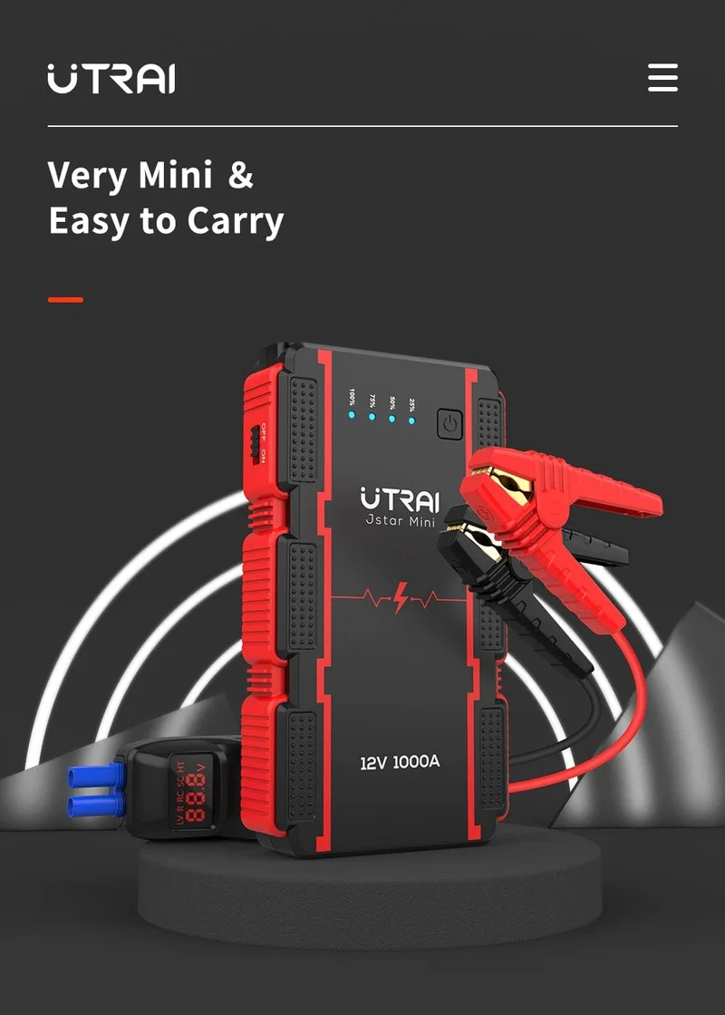 UTRAI 1000A Starthilfe Power Bank Startgerät Tragbarer Notfall-Booster für 12V Fahrzeuge Kleine LKWs