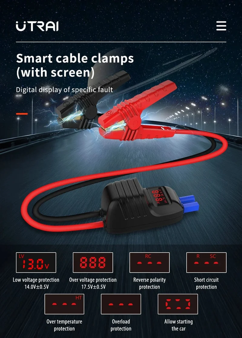UTRAI 1000A Starthilfe Power Bank Startgerät Tragbarer Notfall-Booster für 12V Fahrzeuge Kleine LKWs